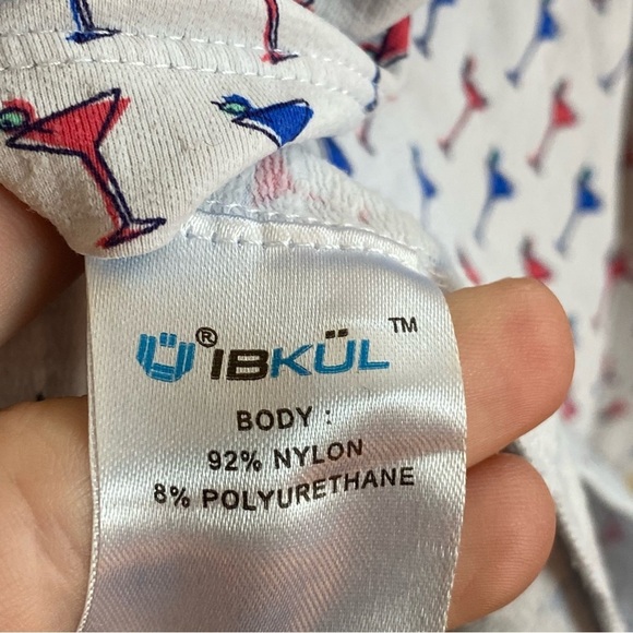 Ibkul Shirt Mens XXL Martini Glasses All Over Print Polo Long Sleeve UPF 50 Golf - Picture 4 of 7